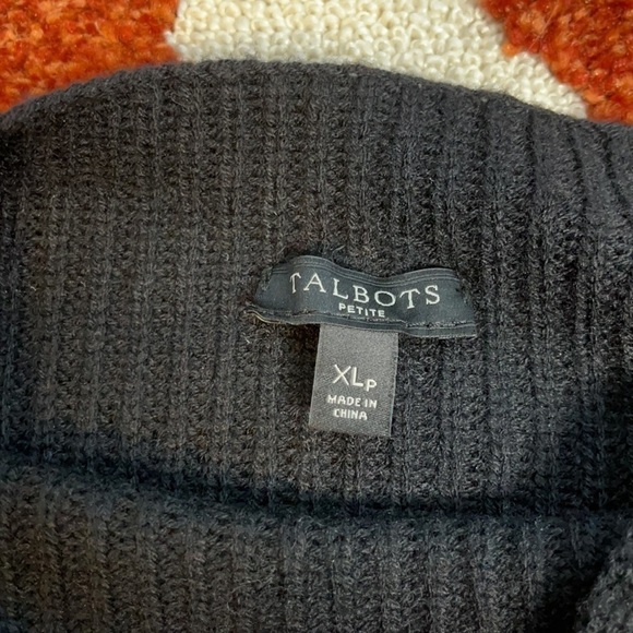 Nwot Talbots Black Ribbed Cable Lamb’s Wool blend Sweater XLP - Picture 6 of 9